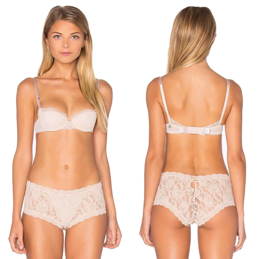 Maison Lejaby Nude Lace Balconette Bra with Swarovski Crystal Accents‎ Size 30E
